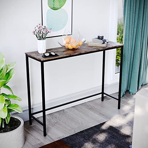 Vida Designs Brooklyn Console Tafel Hal Woonkamer Rustieke Plank Industriële Opslag Meubels (Donker Hout, Geen Lade)
