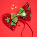 Folat - Strikje/ haarband kerstmis met belletje rood-groen