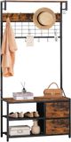 Merkloos Relaxdays Kapstok - industrieel - bruin/zwart - 80x176x30 cm - met haken