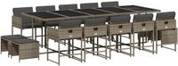 vidaXL 15-delige tuinset met kussens, polyrattan, grijs