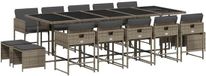 vidaXL 15-delige tuinset met kussens, polyrattan, grijs