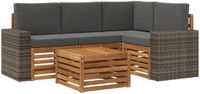 vidaXL Hoek loungeset 4 zitplekken Polyester Natuurlijk en Antraciet Inclusief tafel