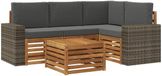 vidaXL Hoekloungeset 4 zitplaatsen Polyester Natuurlijk en Antraciet Inclusief tafel