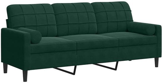 vidaXL Driezitsbank met sierkussens 180 cm fluweel donkergroen