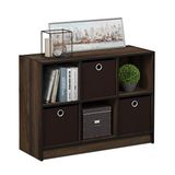 Furinno Basic boekenkast met 6 vakken en 3 laden, hout, Columbia Walnut/donkerbruin, 30,23 x 80,26 x 59,94 cm
