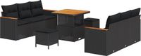 vidaXL Tuinbank Set Zwart Poly Rattan