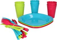 PlasticForte Servies set - 31-delig - kunststof - herbruikbaar - BPA-vrij - picknick servies - camping