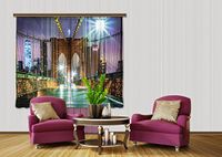 AG Design FCSXL 4817 Brooklyn Bridge, gordijn/gordijn, 2-delig stof, meerkleurig, 140 x 245 cm