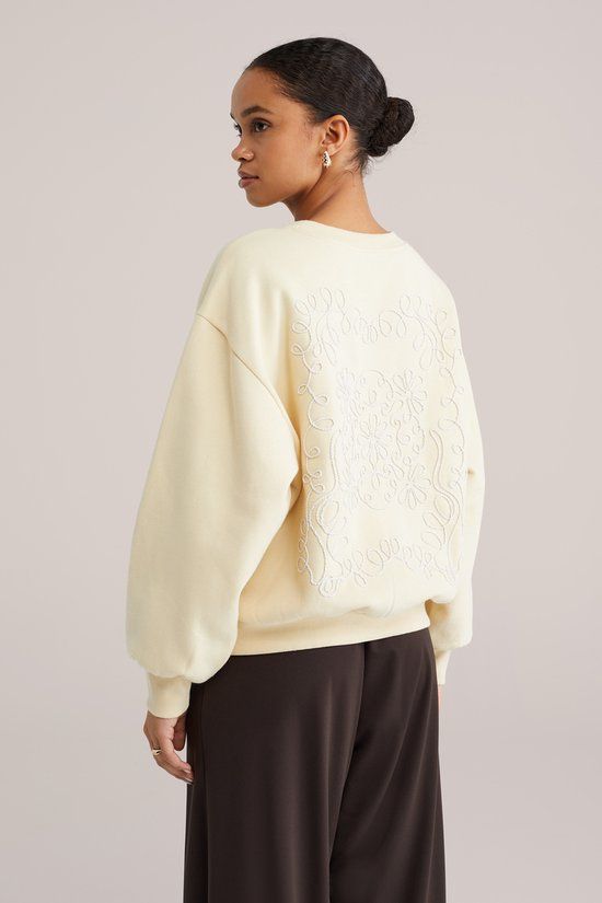 WE Fashion Dames sweater met embroideries Ecru S