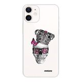 Evetane Beschermhoes compatibel met iPhone 12 Mini, zachte siliconen, robuust, ultradun, transparant, motief: doodshoofd, kroon, trendy motief