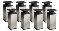 Pieds de meuble, set de 8, 120 mm de haut, réglable, acier inoxydable