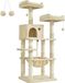 FEANDREA Arbre à chat, arbre à chat 143 cm, 2 plates-formes d'observation confortables, beige