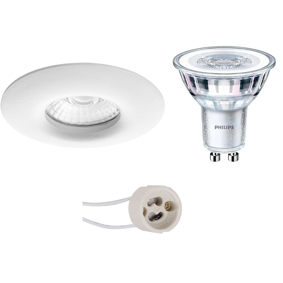 BES LED LED Spot Set - Pragmi Luno Pro - Waterdicht IP65 - GU10 Fitting - Inbouw Rond - Mat Wit - Ø82mm - Philips - CorePro 827 36D - 4.6W - Warm Wit 2700K