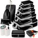 Ibenzoa® Set d'organiseurs de valise - 10 pièces avec compression, sacs de rangement pour le voyage et les vacances, noir