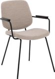 Goossens Eetkamerstoel Hjalmar - Zonder Armleuning - Stof - Beige