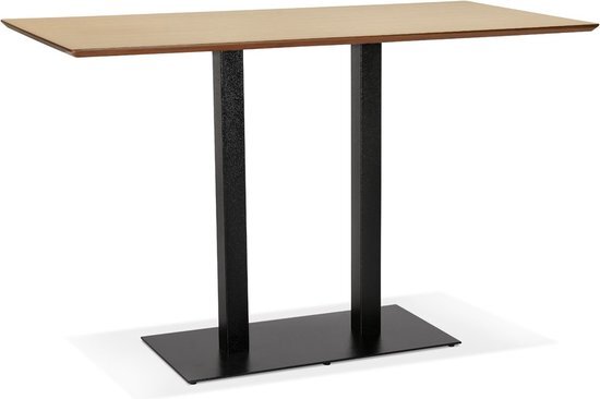 Alterego Hoge design tafel &#39;ZUMBA BAR&#39; van natuurlijk afgewerkt hout met zwarte metalen poot - 180x90 cm