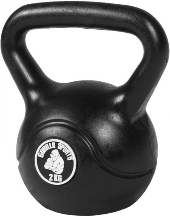 Gorilla Sports Kettlebell 2 kg zwart kunststof