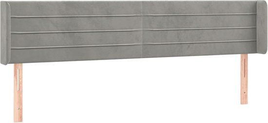 vidaXL Hoofdbord met randen 203x16x78/88 cm fluweel lichtgrijs