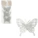 House of Seasons décorations de Noël papillons sur clip - 6x pièce - argent - 10 cm