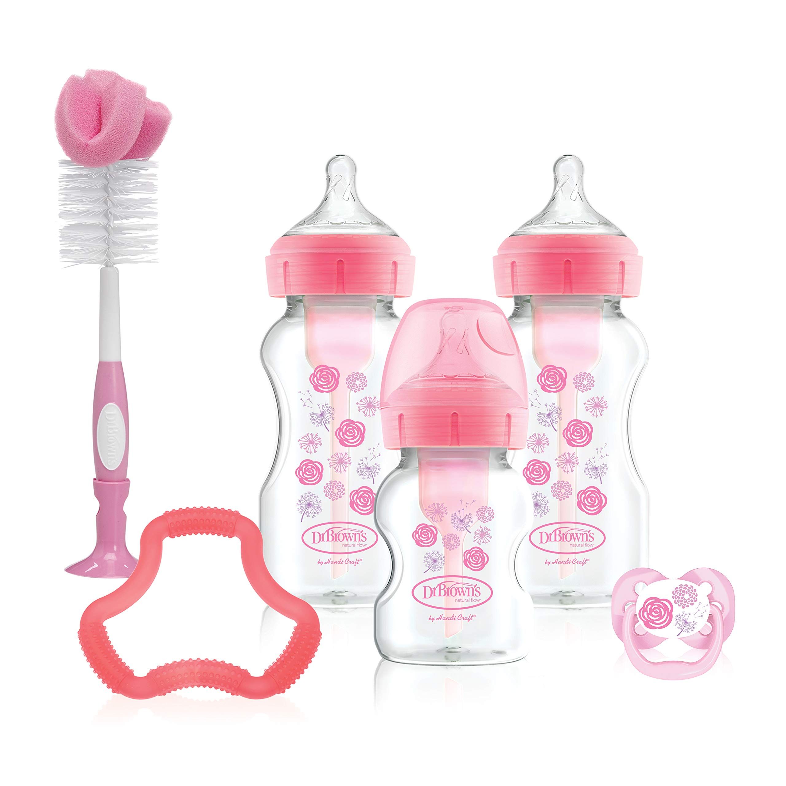 Dr. Brown's Options+ Brede Halsfles Giftset Roze