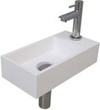 INK - Fonteinpack Polystone Rechts incl. Fonteinkraan - Design Sifon - Design Plug en Montageset - 360x180x90 Mm - Glans Wit/chroom