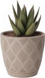 Form Plastic Plantenpot/bloempot New Age - kunststof - beige - D19 x H17 cm - met opvang schotel - rond