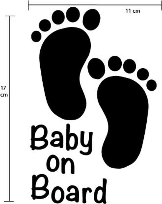 Familiestickers Baby on Board autosticker (wit) voetjes