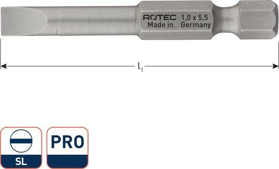 Rotec PRO Insertbit 1,2x6,5mm L=50mm E 6,3 BASIC - 10 stuks - 8121065