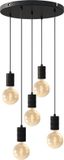 Calex Retro pendant with Ceiling plate dia 500mm, black fittings 5xE27 (2 mtr wire)