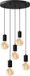 Calex Suspension avec rosace dia 500mm, raccords noirs 5xE27 (fil 2 m)