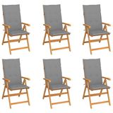 vidaXL Tuinstoel Terras Gecapitonneerde zitting Teak Grijs