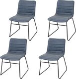 Urban Living "BROOKLYN" Set van 4 Stoelen in Kunstleer Denimblauw
