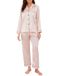 Reliwel Pyjama en satin pour femme à manches longues, fermeture boutonnée, rayures roses et blanches, XL