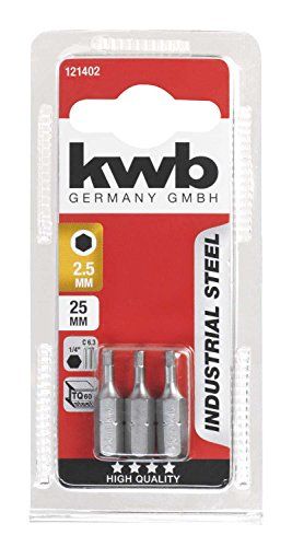 kwb 3 x bits 25 mm hex 5,0 mm industrieel staal 121405
