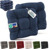 Beautissu Set van 6 Premium Stoelkussen 40x40 cm Donkerblauw