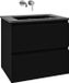 Saniclass Chaci Ensemble de meubles de salle de bain - 60x45x55cm - lavabo en céramique noir mat - 1 vasque - sans trou pour robinet - 2 tiroirs - noir mat
