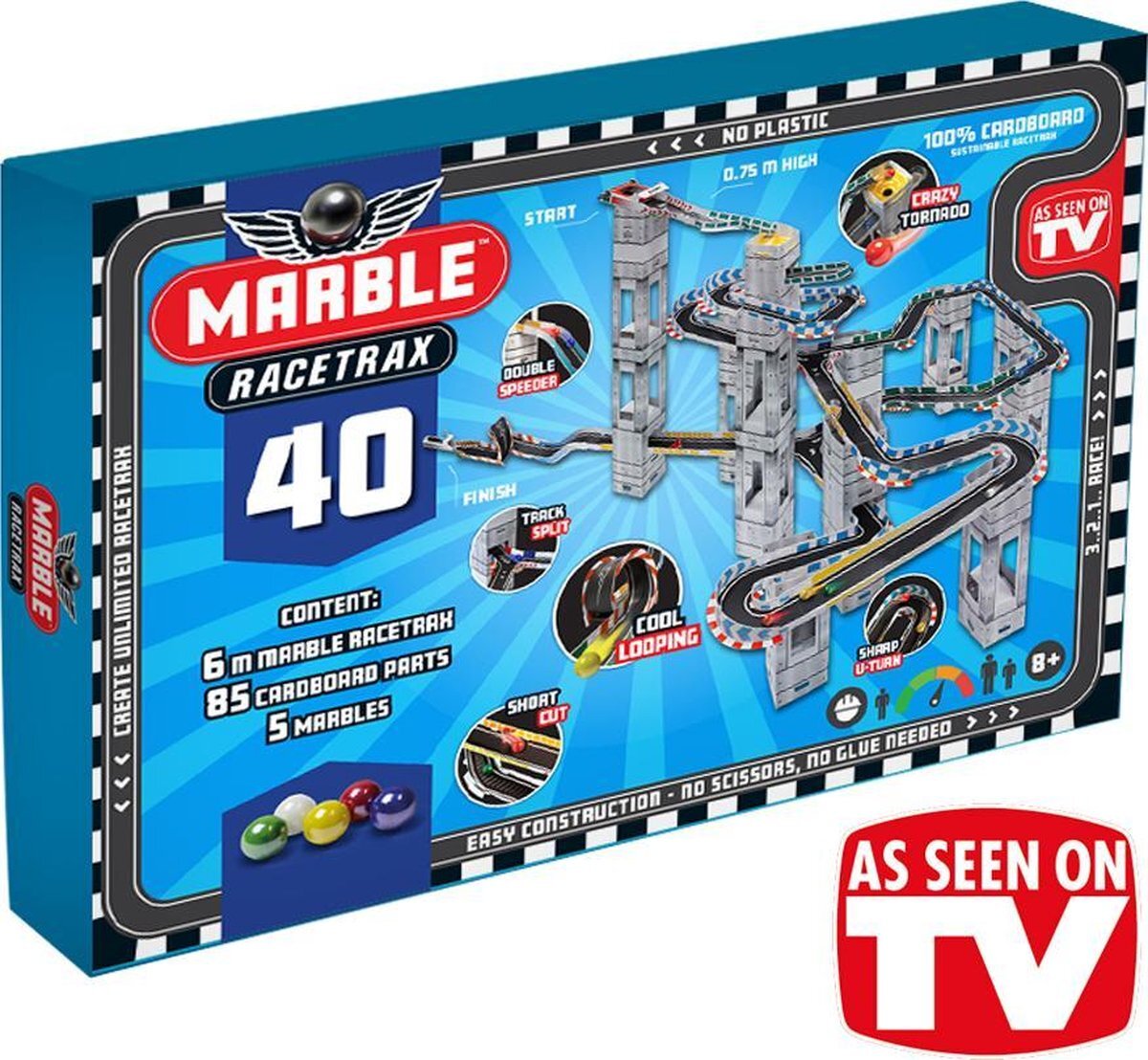 Marble Racetrax knikkerbaan circuit set - 40 sheets - 6 meter