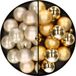 Decoris Kerstversiering 32x stuks kunststof kerstballen mix van champagne en goud 4 cm