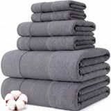 Modern Threads Amrapur Overseas Toiletset, 100% gekamd katoen, houtskool, 6 stuks