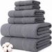 Modern Threads Amrapur Overseas Toiletset, 100% gekamd katoen, houtskool, 6 stuks