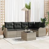 vidaXL - Tuinbank - Set - 6 - st - Lichtgrijs - poly - rattan