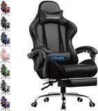GTPLAYER Fauteuil de jeu ergonomique avec support complet pour la tête, les lombaires et les pieds, PU-noir