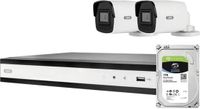ABUS Set complet avec 2 mini caméras tube PoE + enregistreur TVVR36423T kit de caméra de surveillance IP LAN 1920 x 1080 pixels