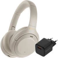 Sony WH-1000XM4 Zilver + BlueBuilt Quick Charge Oplader Zwart