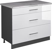 Vicco Keukenonderkast Fame-Line, Wit Hoogglans/Antraciet, 100 cm, WB Marmer