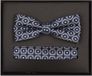 Venti set met vlinderdas en pochet - donkerblauw - lichtblauw - wit dessin