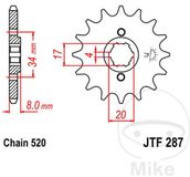 JT Tandwielen Versnellingsbak Uitgangsketting voor Honda CRF JTF287.13 / 13dts P520 typ 287 Gloednieuw