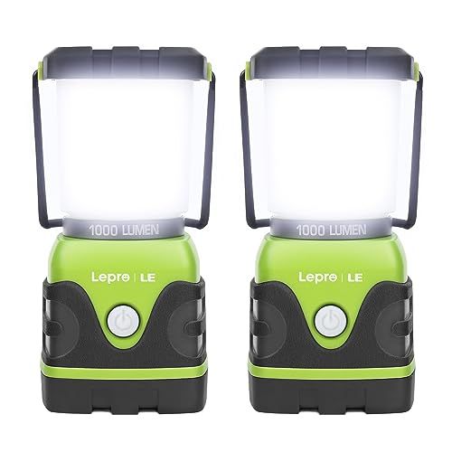 LE Led-campinglamp, ultra helder, 1000 lumen, 3 lichtsterktes, dimbaar, op batterijen, noodlamp voor stroomuitval, wandelen, noodgevallen, storingen enz.