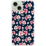 Apple Siliconen hoesje compatibel met iPhone 15 Hibiscus Vintage