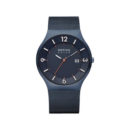 Bering Dames Analoog Slim Solar Horloge met Roestvrij Stalen Armband 14440-393